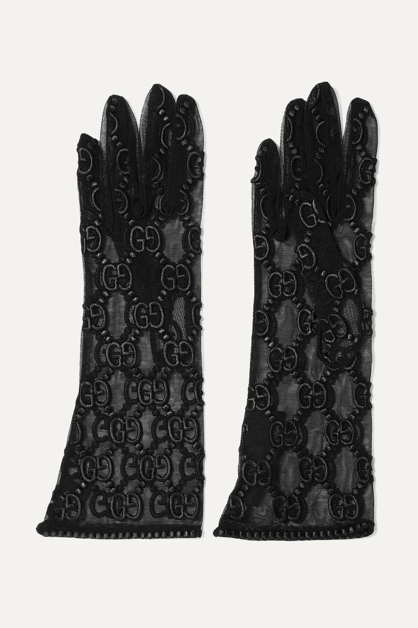 Embroidered tulle gloves - 1