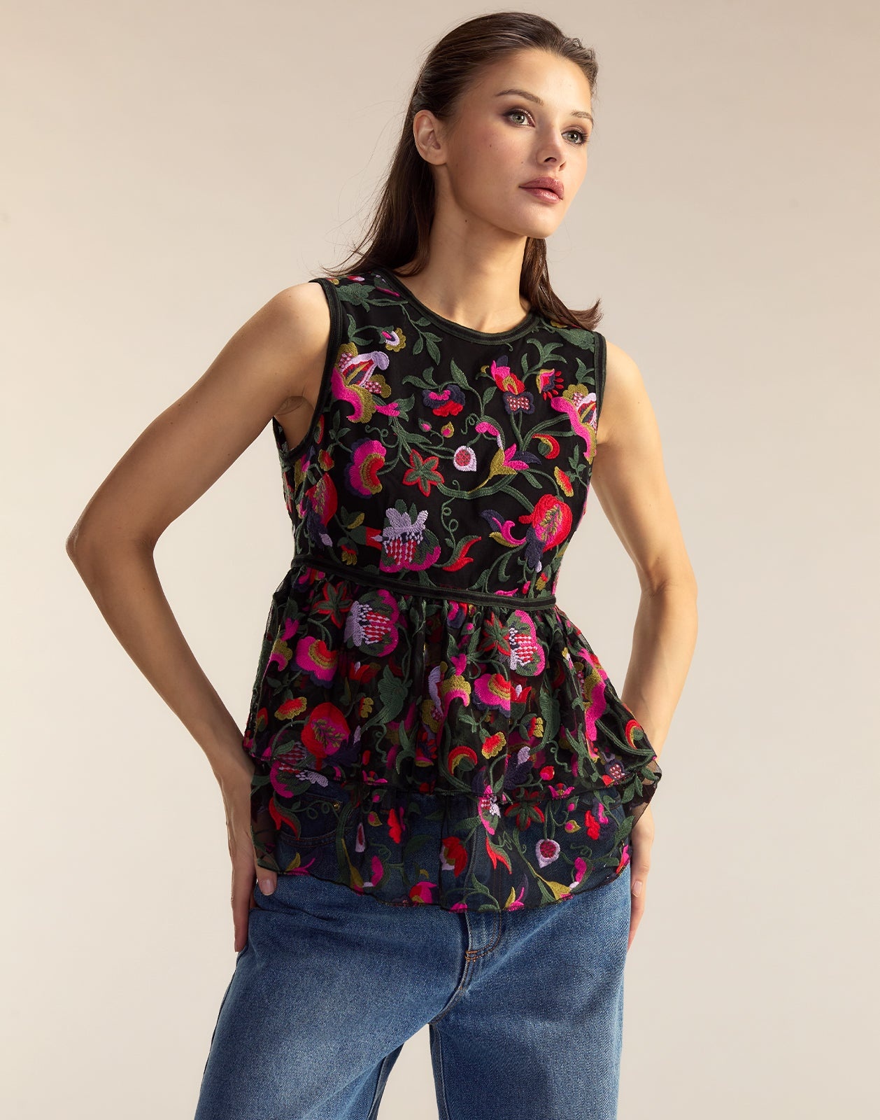 Eve Embroidered Peplum Top - 2
