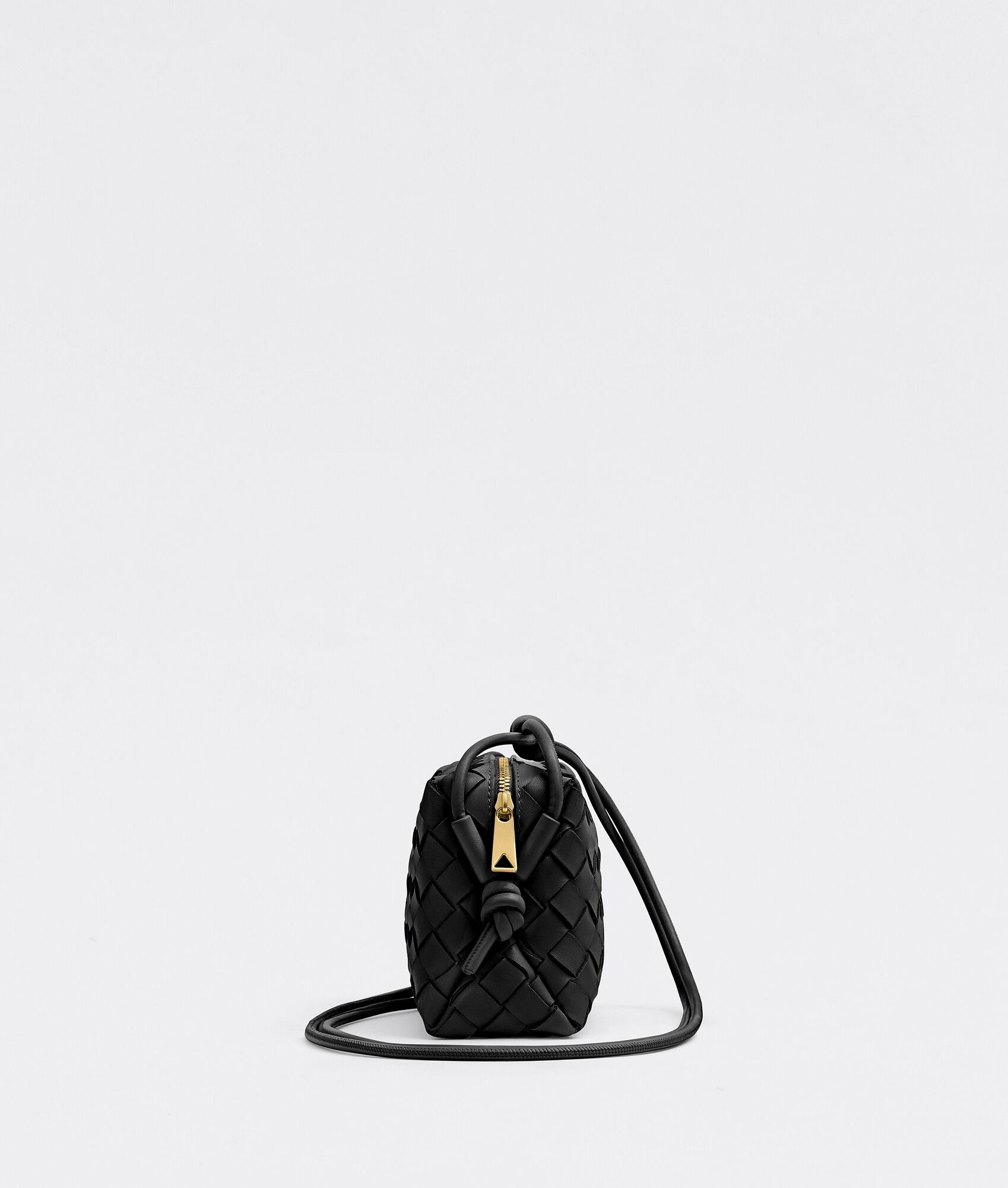 Loop Mini Intrecciato Leather Cross-body Bag In White-gold