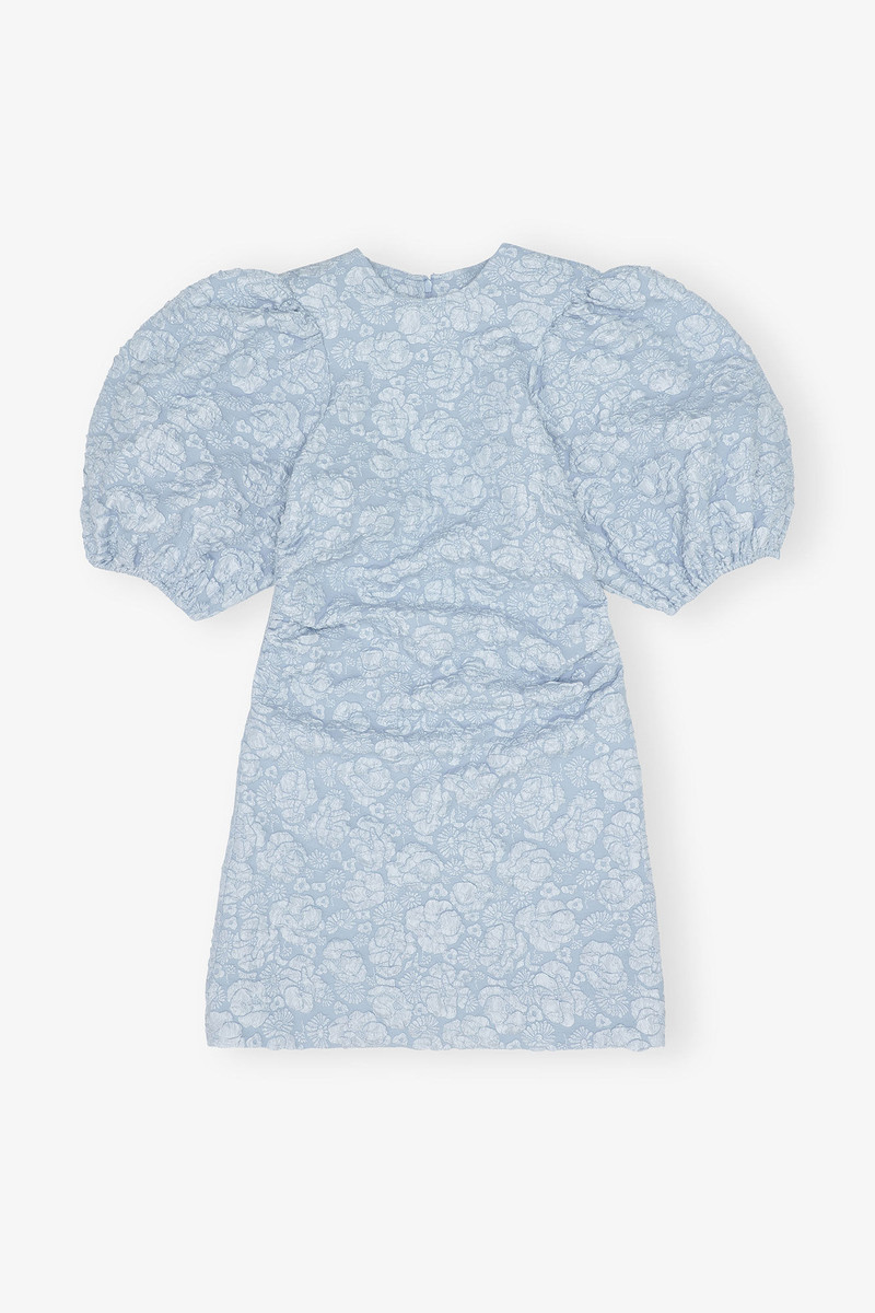 STRETCH JACQUARD PUFF SLEEVES MINI DRESS 1