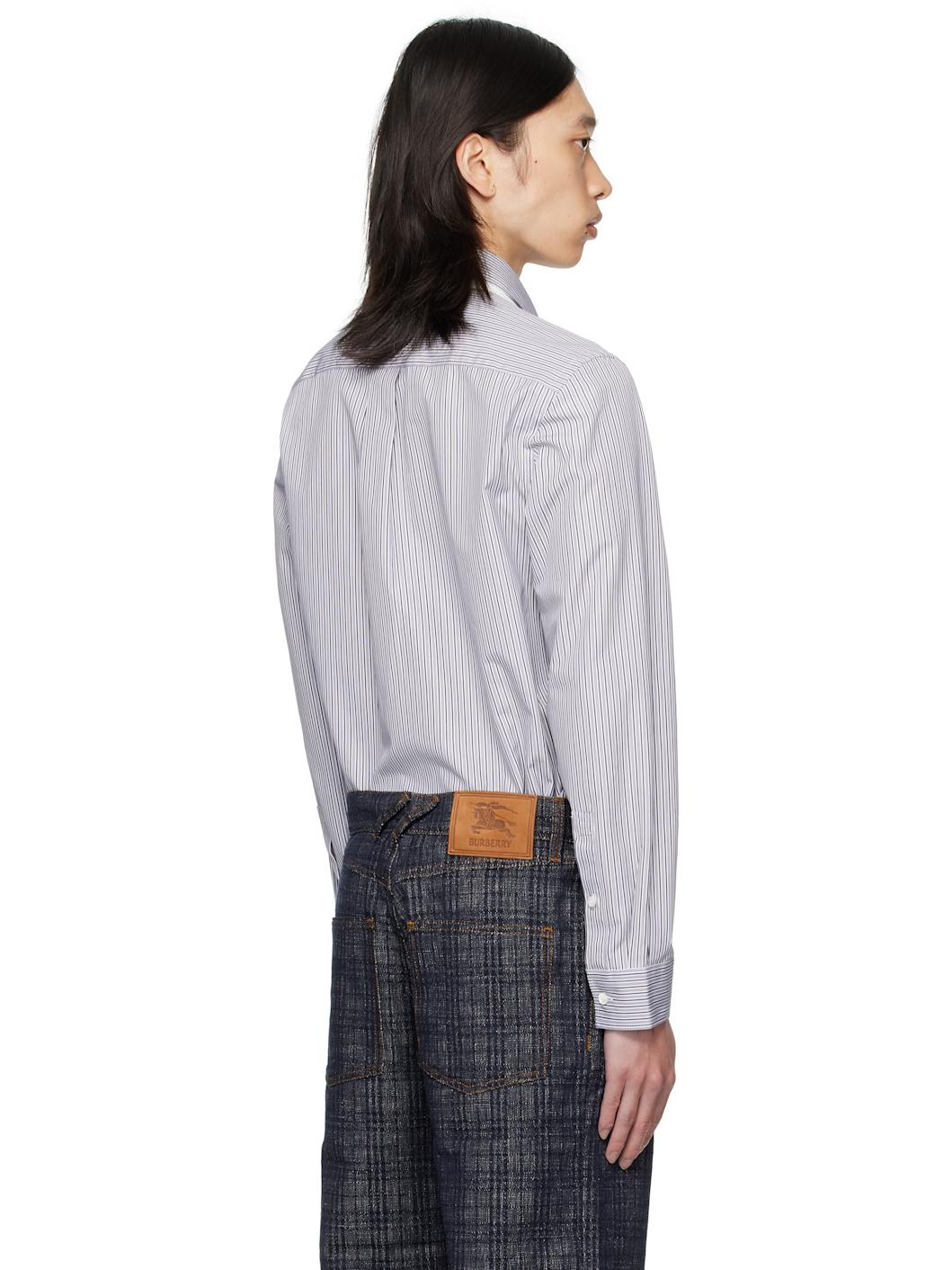 Black & White Striped Cotton Shirt - 3