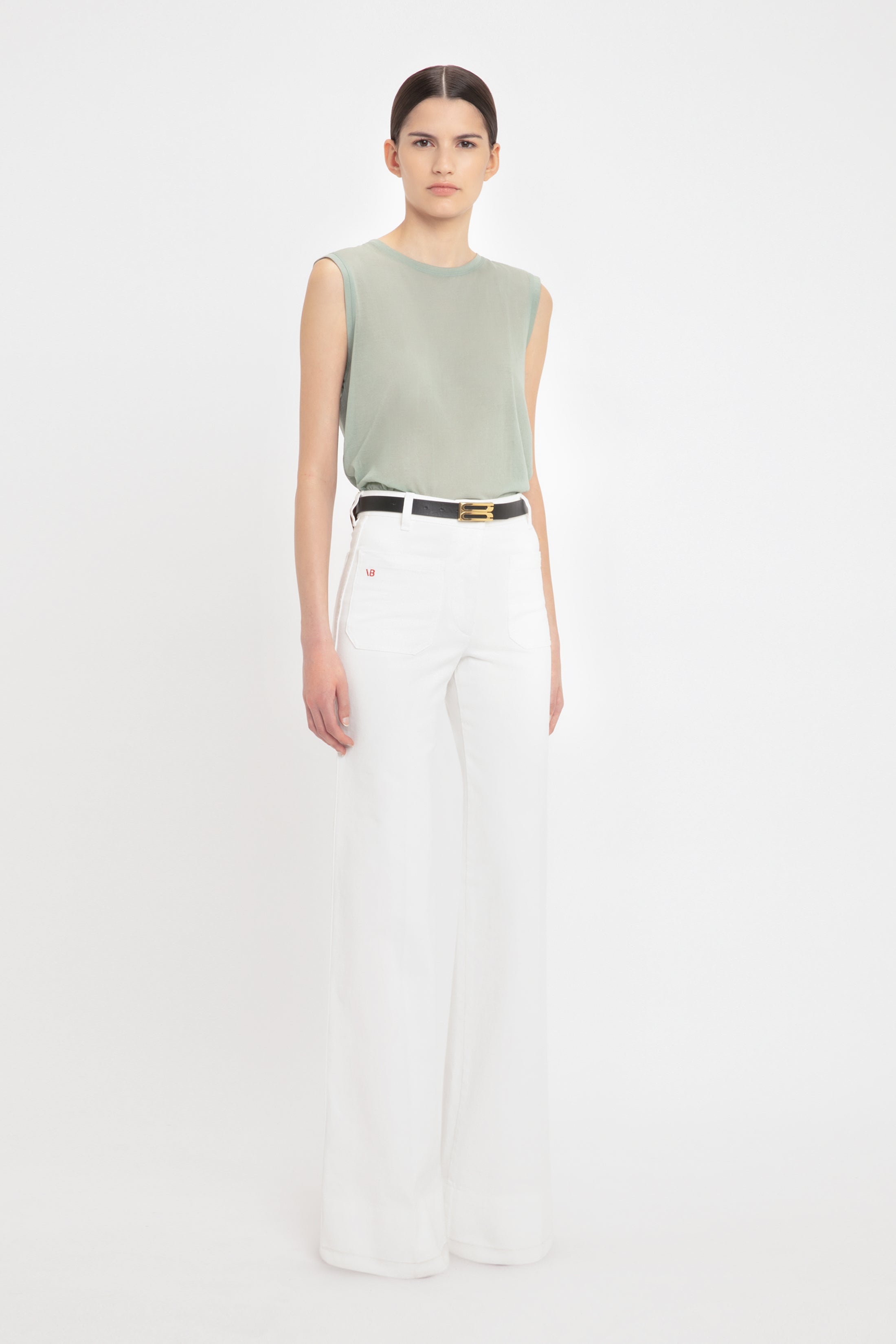 Cotton Crepe Tank In Wasabi - 3