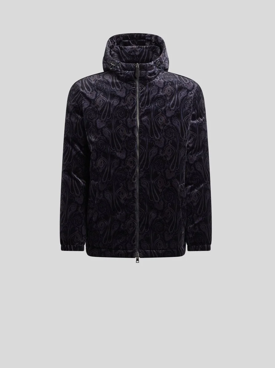 COTTON VELVET DOWN JACKET WITH PAISLEY MOTIF - 1