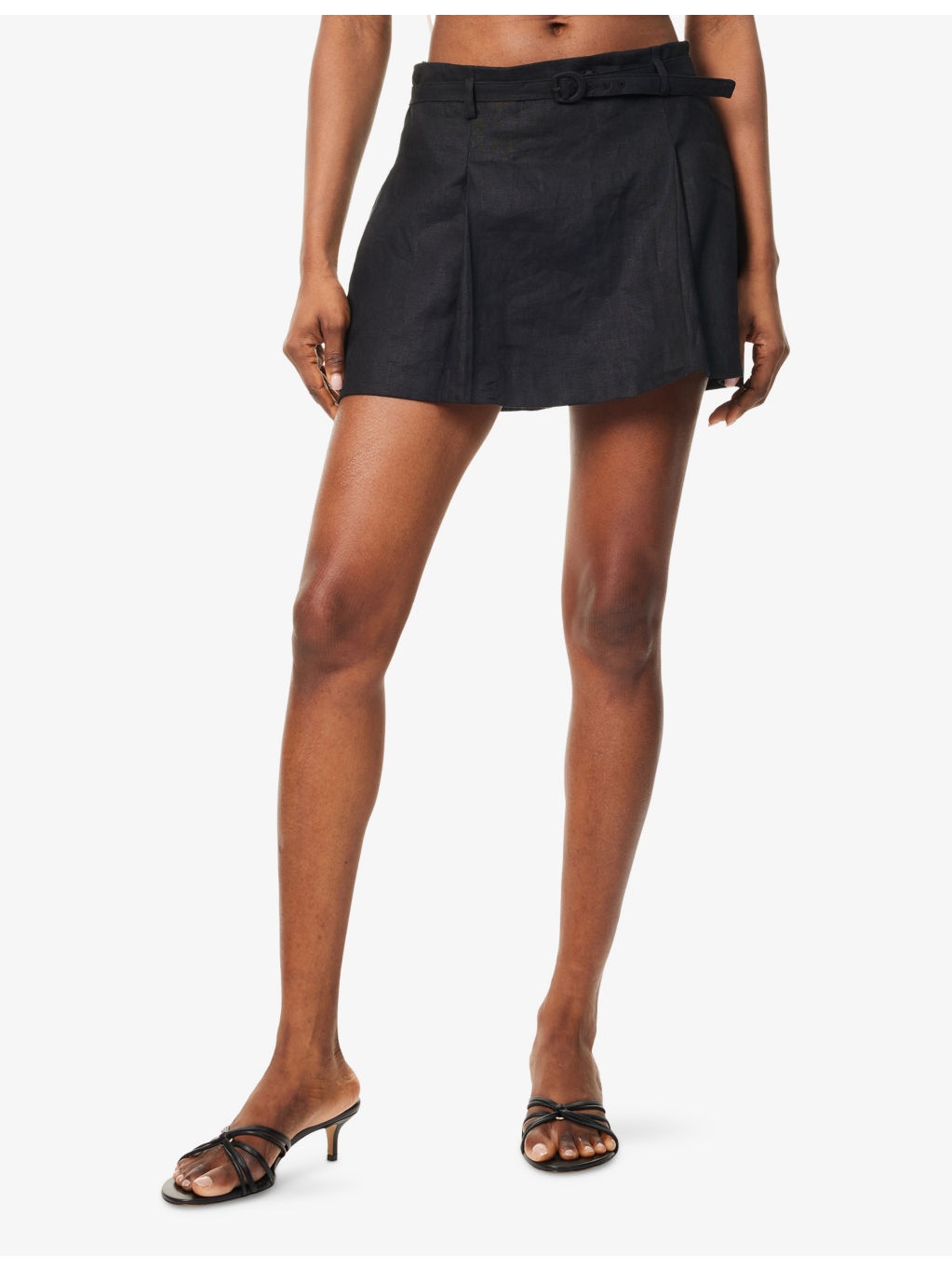 Rory Pleated Linen Mini Skirt - 3