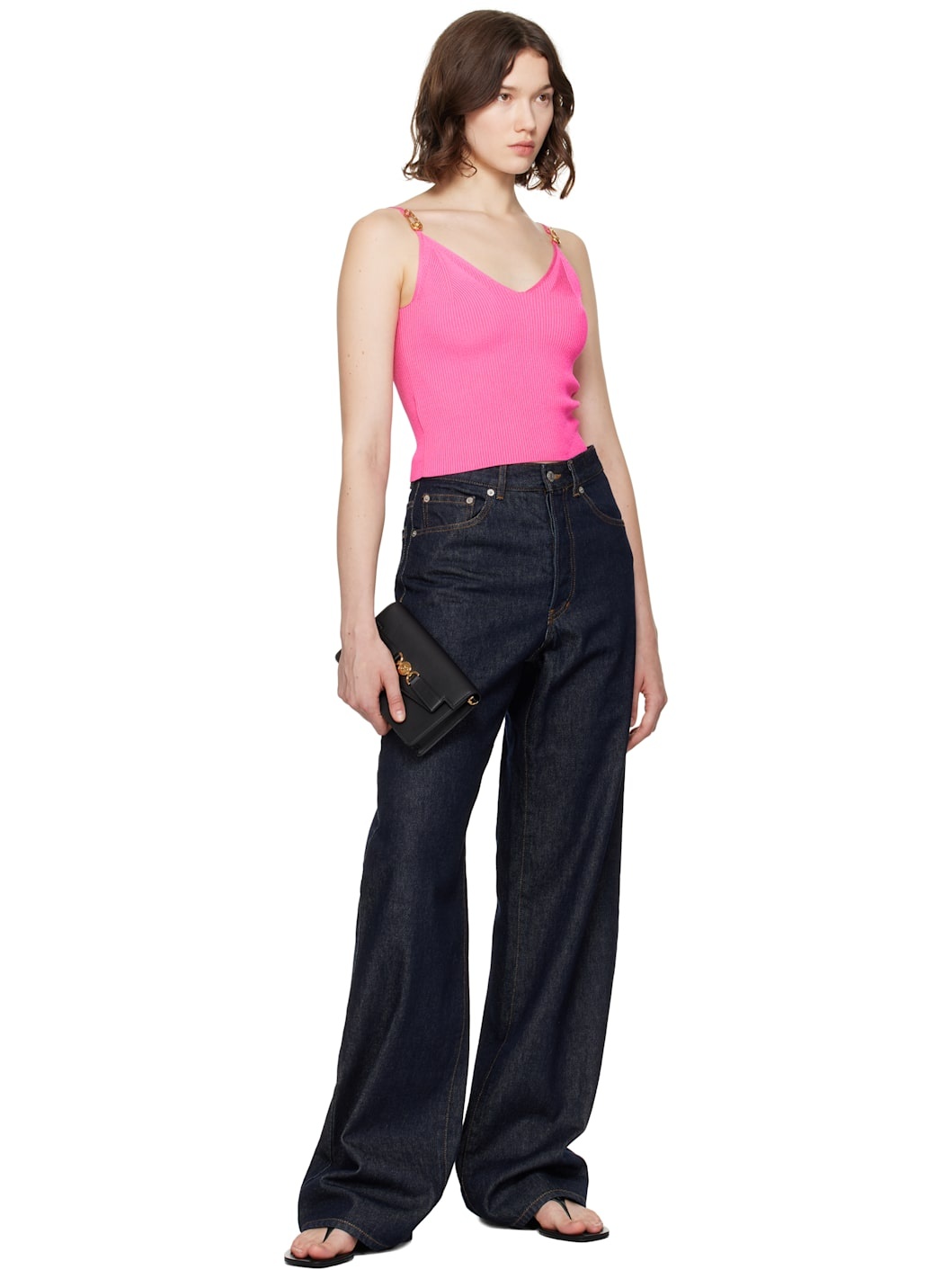 Pink Safety Pin Knit Crop Camisole - 4