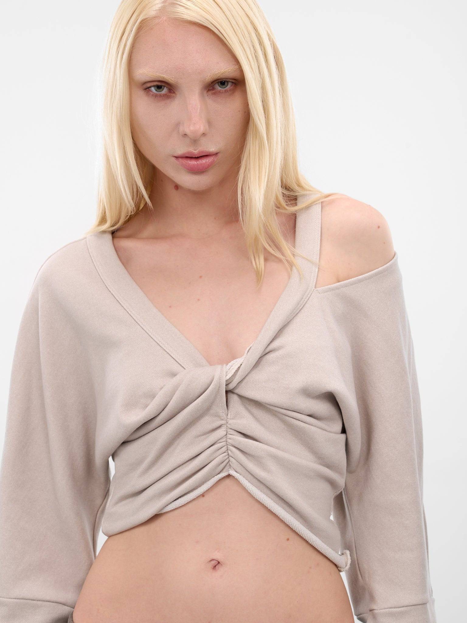 Beige Twisted Cut-Out Sweater - 5