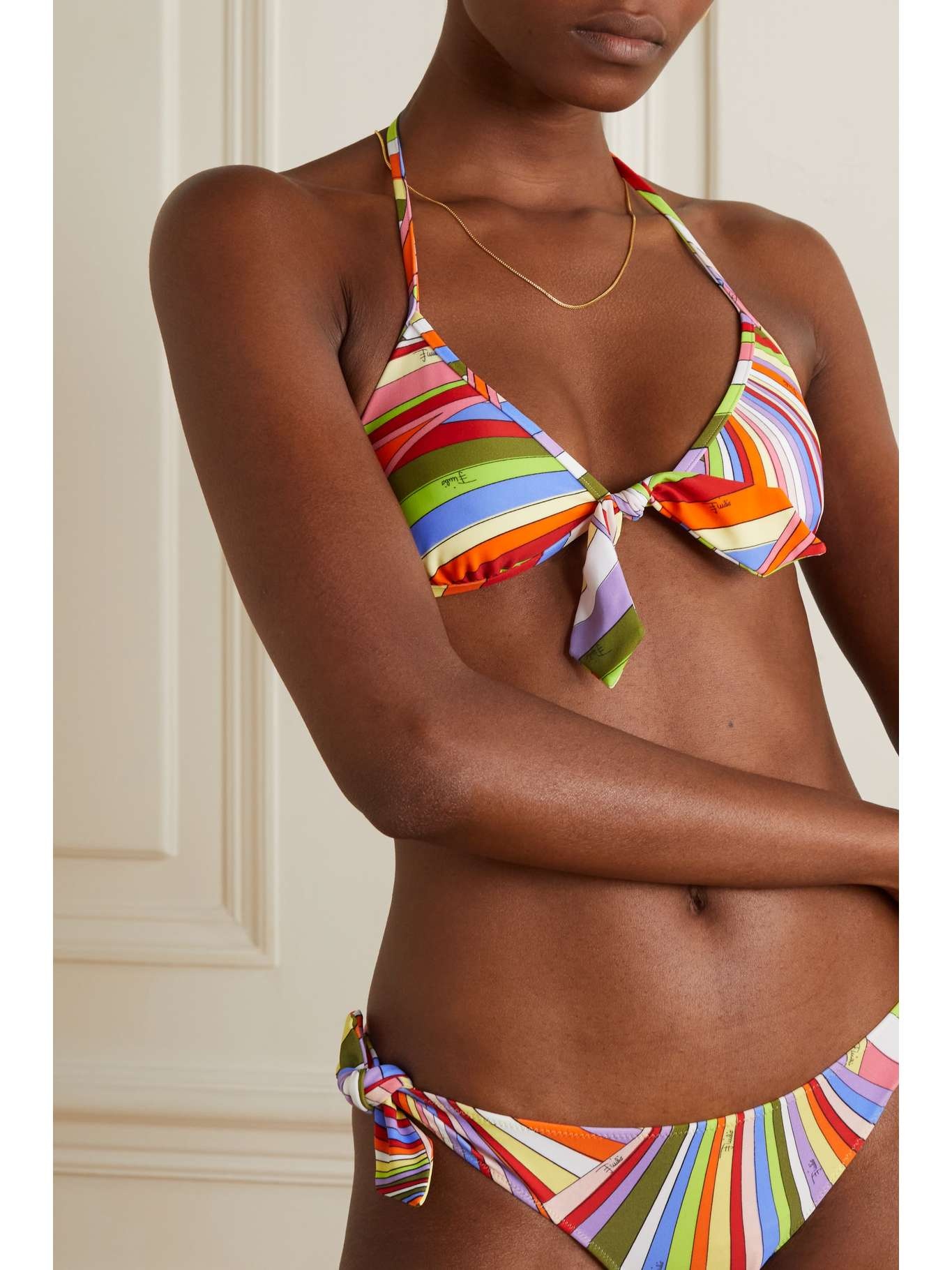 Baby Iride tie-detailed printed triangle bikini top - 2