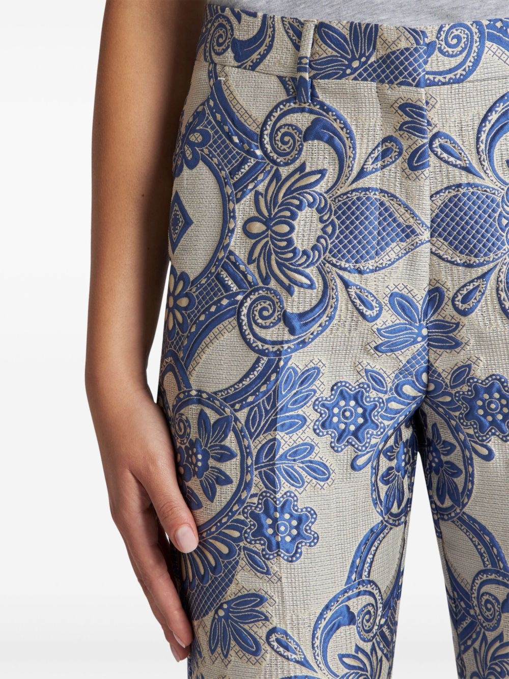 paisley-jacquard cigarette trousers - 5