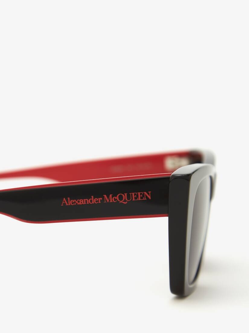Selvedge Cat Eye Sunglasses in Black/red - 4