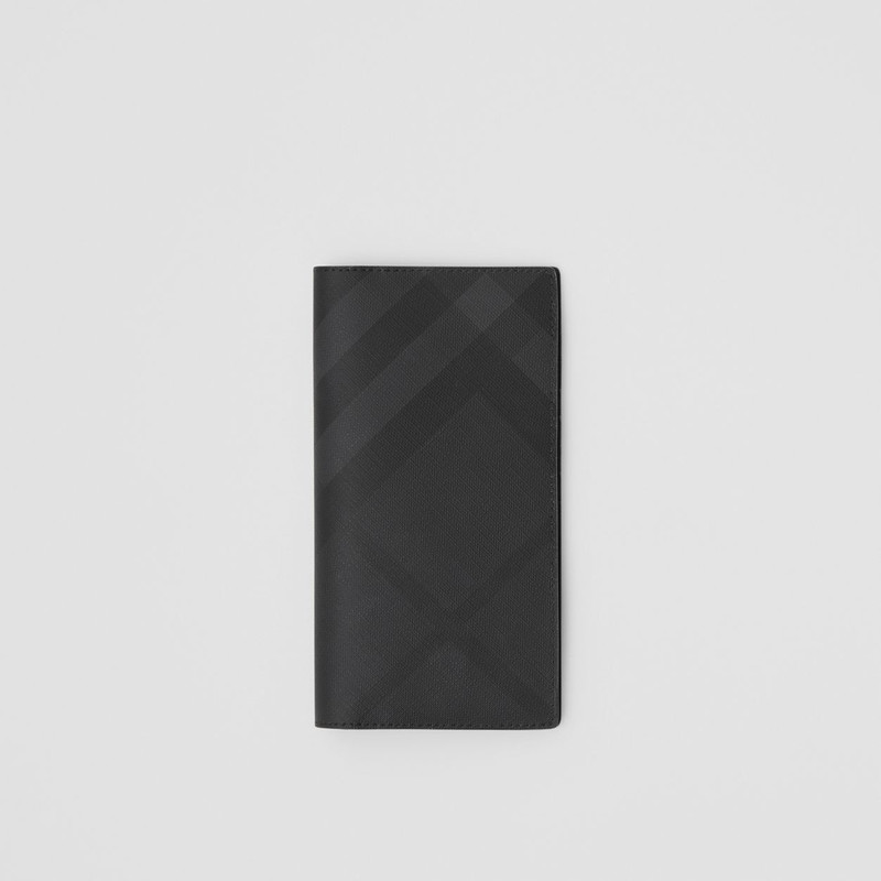 London Check and Leather Continental Wallet 1