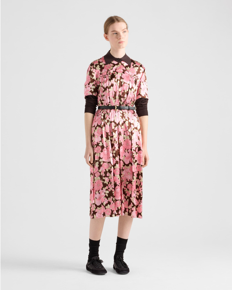 Prada Embroidered satin midi-dress outlook