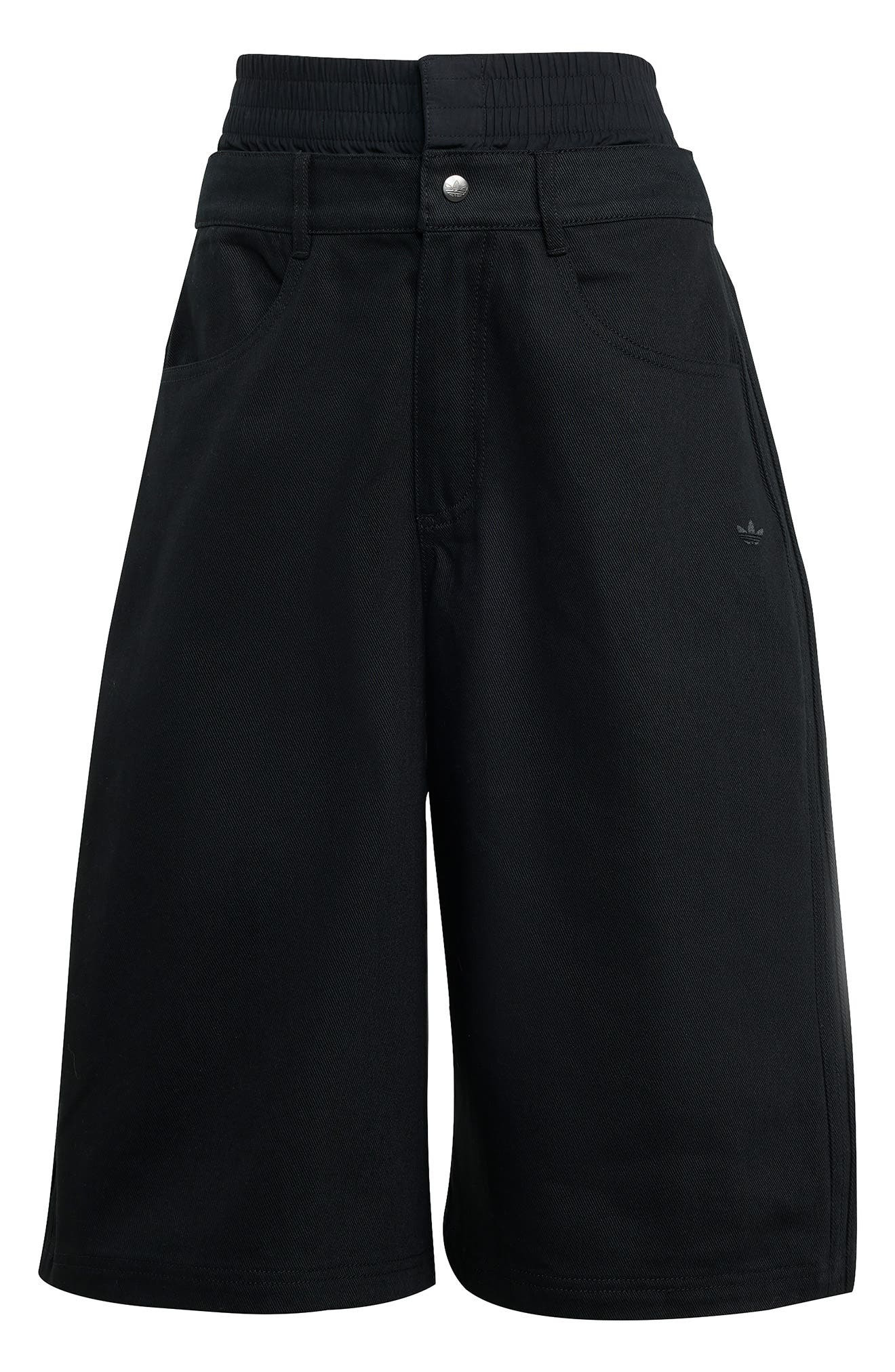 adidas Firebird Utility Denim Shorts in Black at Nordstrom - 4