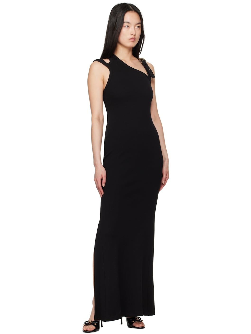 Black Baroque Buckle Maxi Dress - 4
