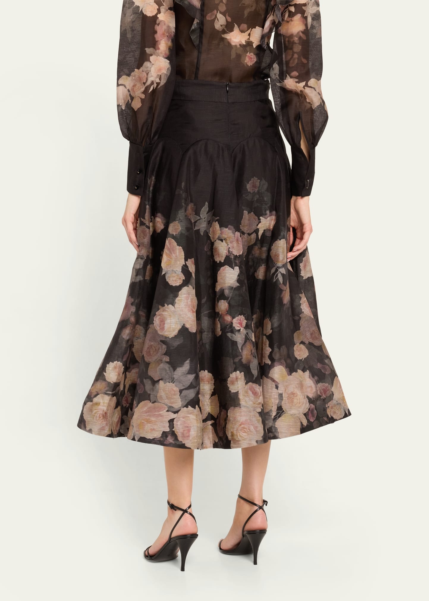 スカート Zimmermann 'Crush Flared Midi' Skirt Crush Flared Midi Skirt Pink Lace Print Online | Zimmermann