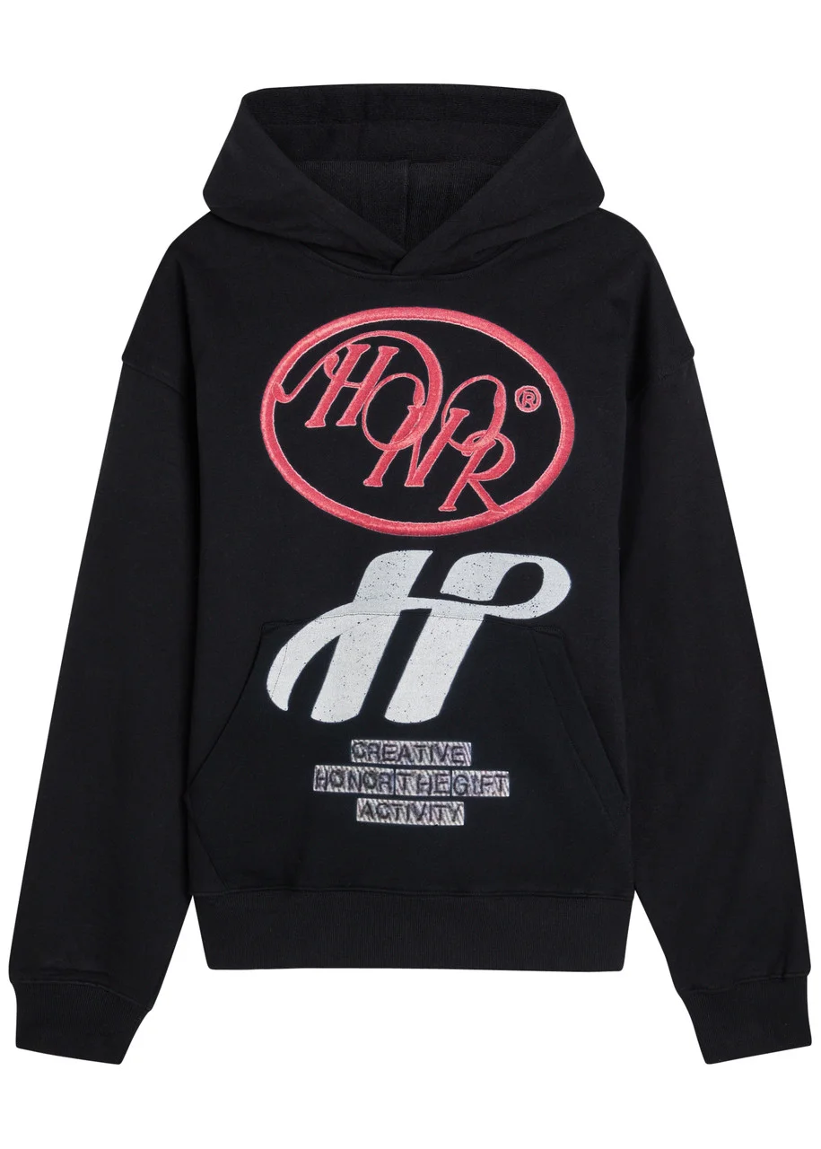 Honor The Gift Pop Art Printed Hooded Cotton Sweatshirt - 1