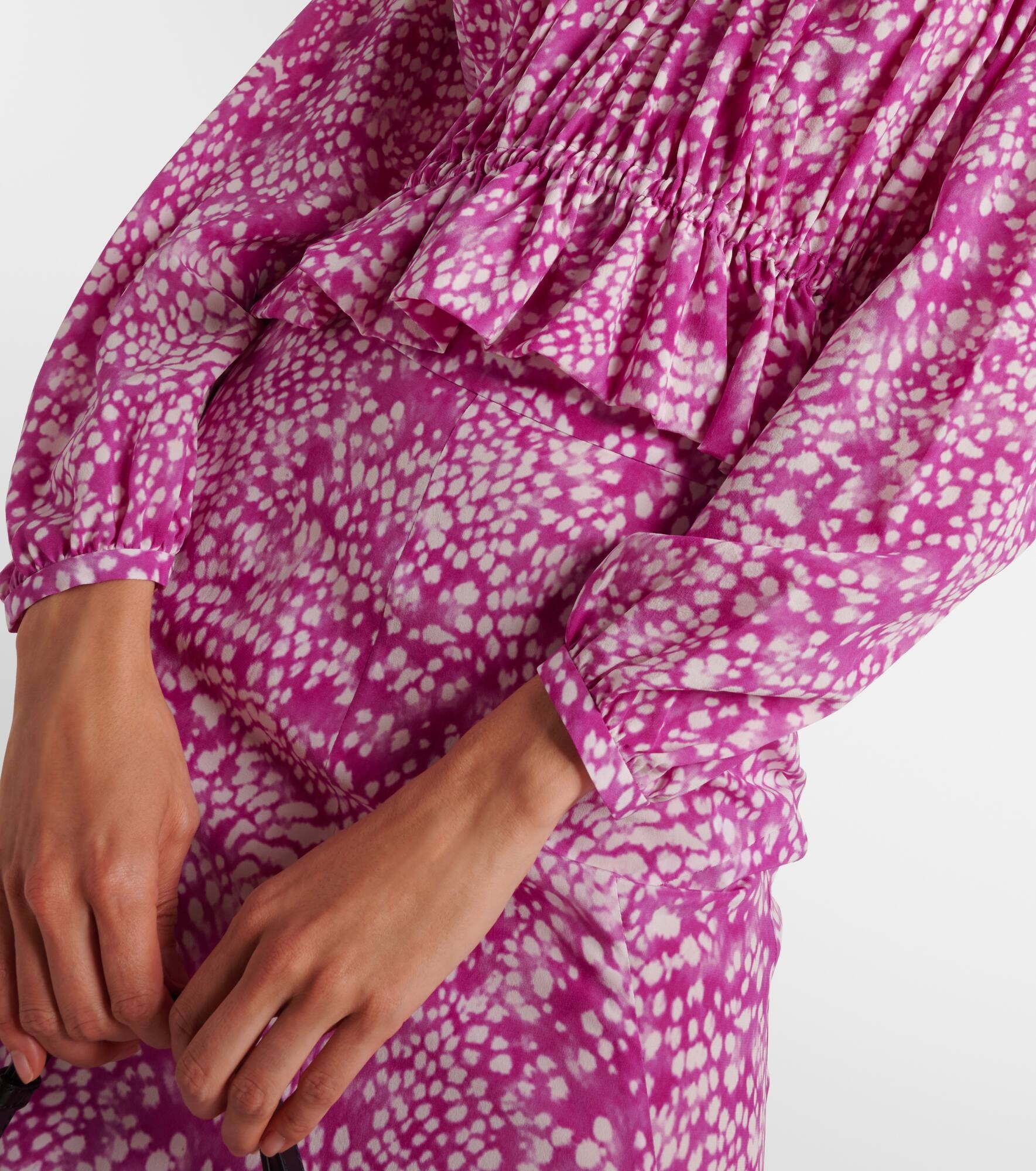 Gelina printed silk-blend top - 5