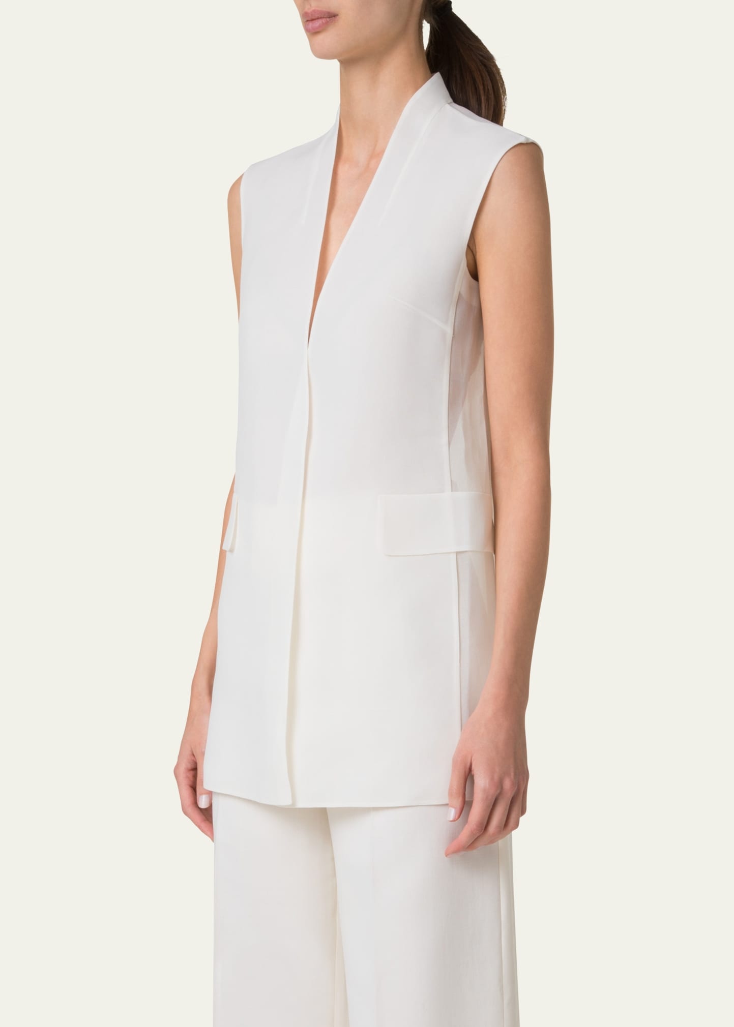 Artina Long Silk Organza Vest - 4