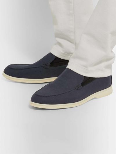 Loro Piana Summer Walk Suede-Trimmed Linen Loafers outlook