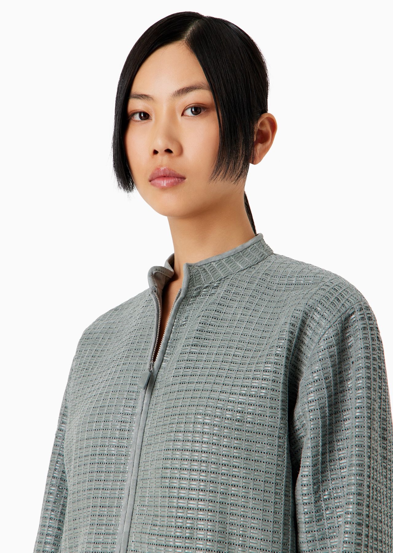Loose-fit jacket in woven suede and nappa leather - 5