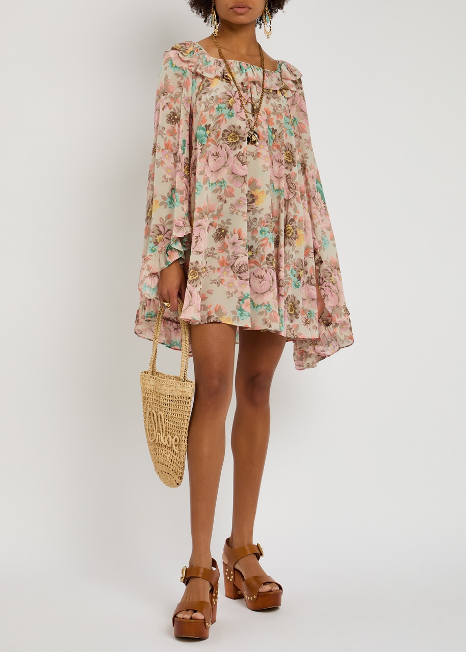 Chloe Floral-print Silk Mini Dress - 4