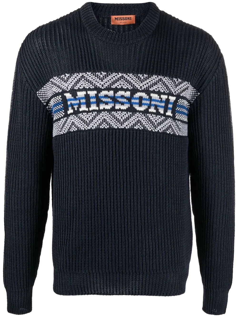 logo intarsia-knit ribbed jumper - 1