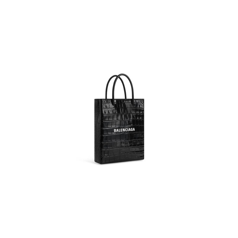 BALENCIAGA Women's Large Shopping Bag Crocodile Embossed  in Black outlook
