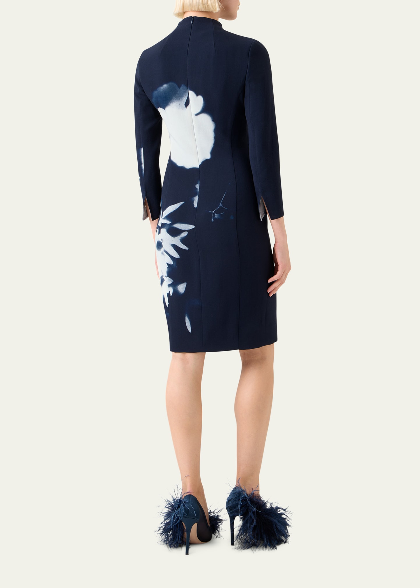 Wildflower-Print Wool Double-Face Slit Dress - 3