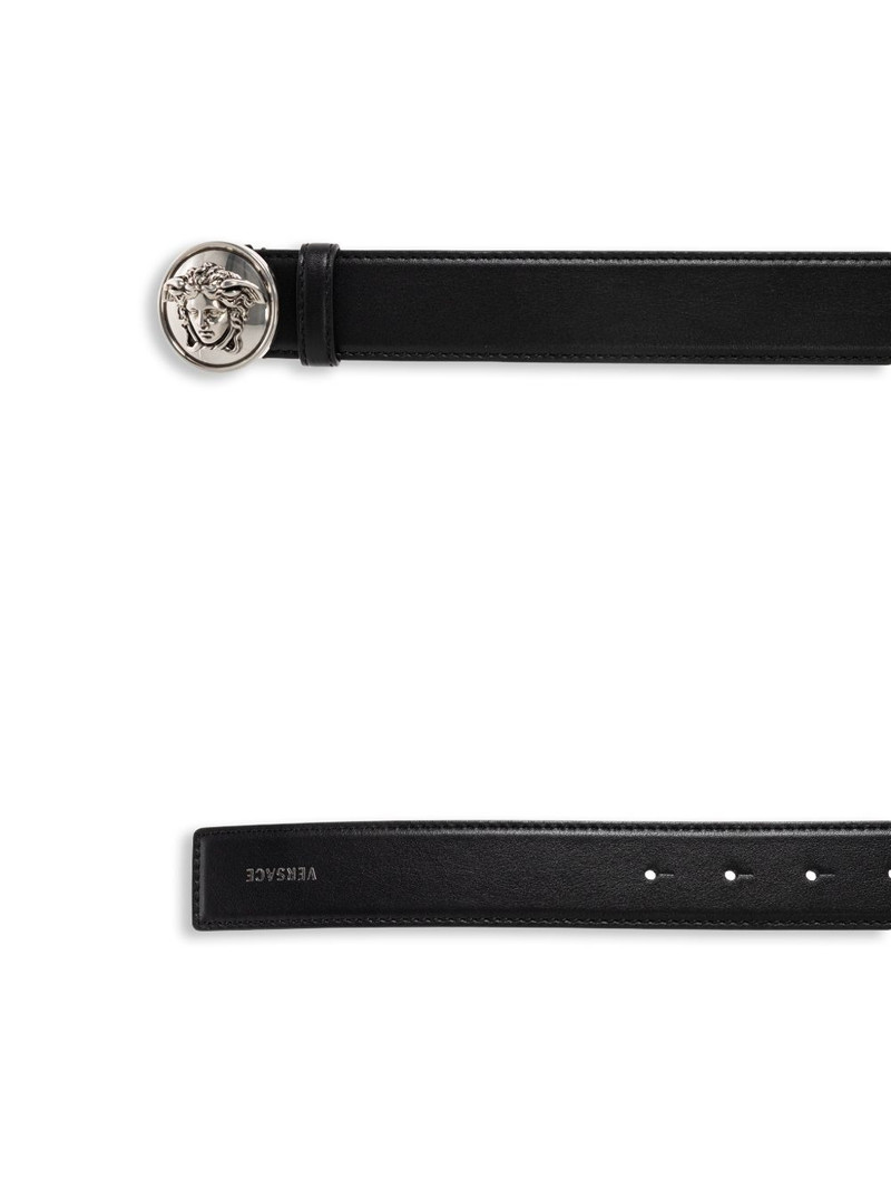 VERSACE logo-buckle leather belt outlook