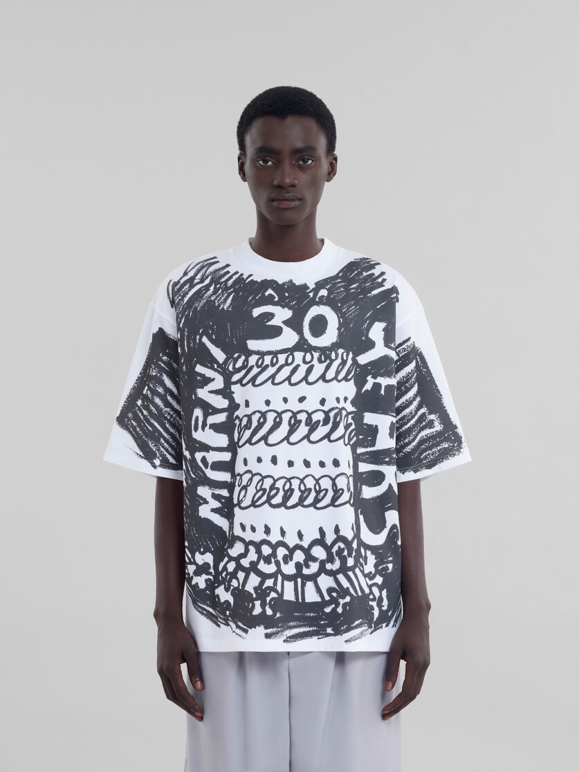 MARNI::Tシャツ:52[RESALE] White Painted Collage Logo T-shirt by Marni on Sale
