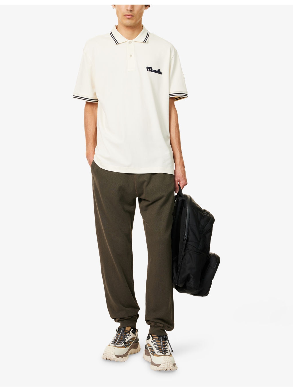 Logo-Embroidery Stripe-Trim Cotton-Jersey Polo Shirt - 2