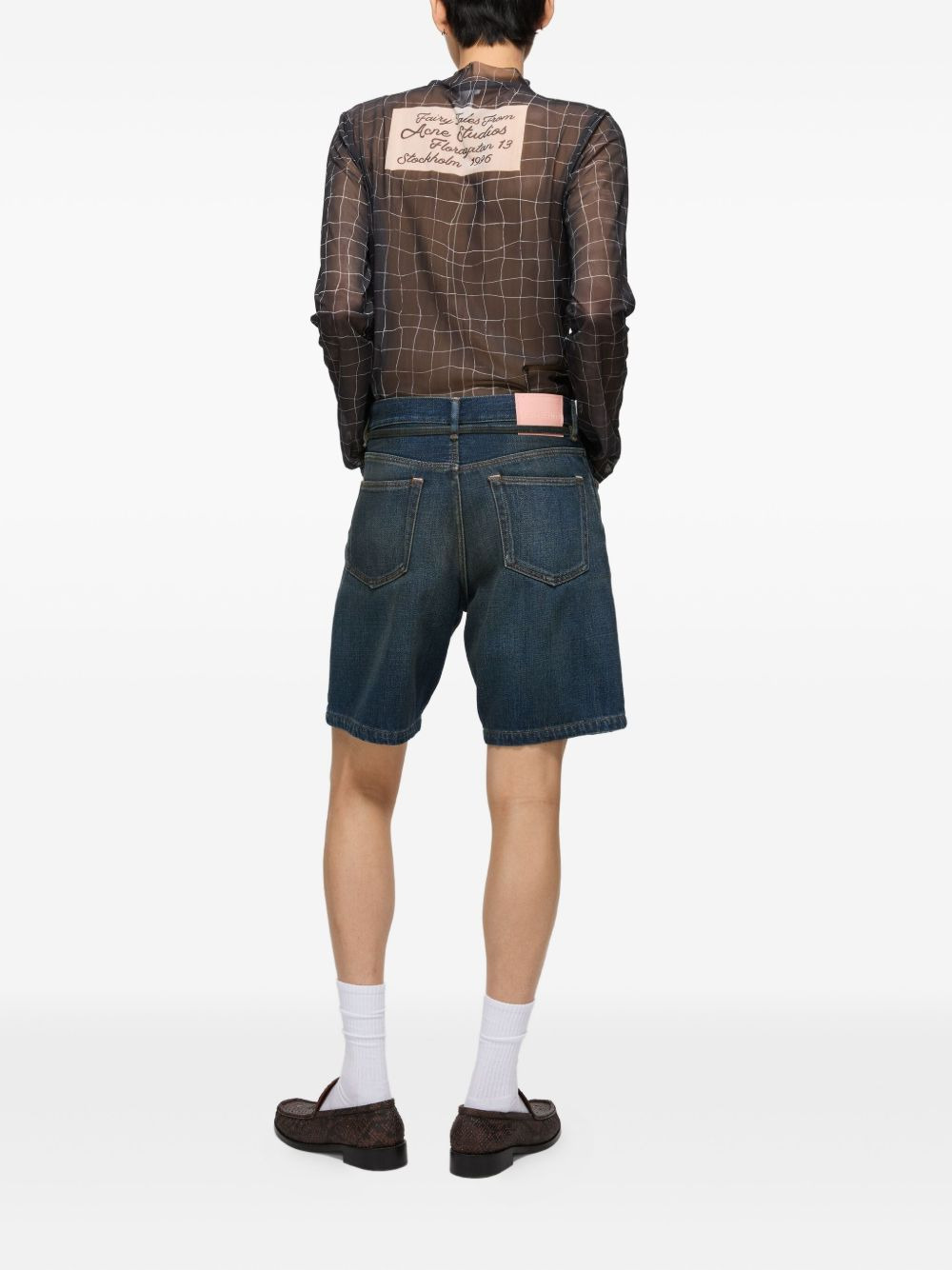 cotton denim shorts - 4