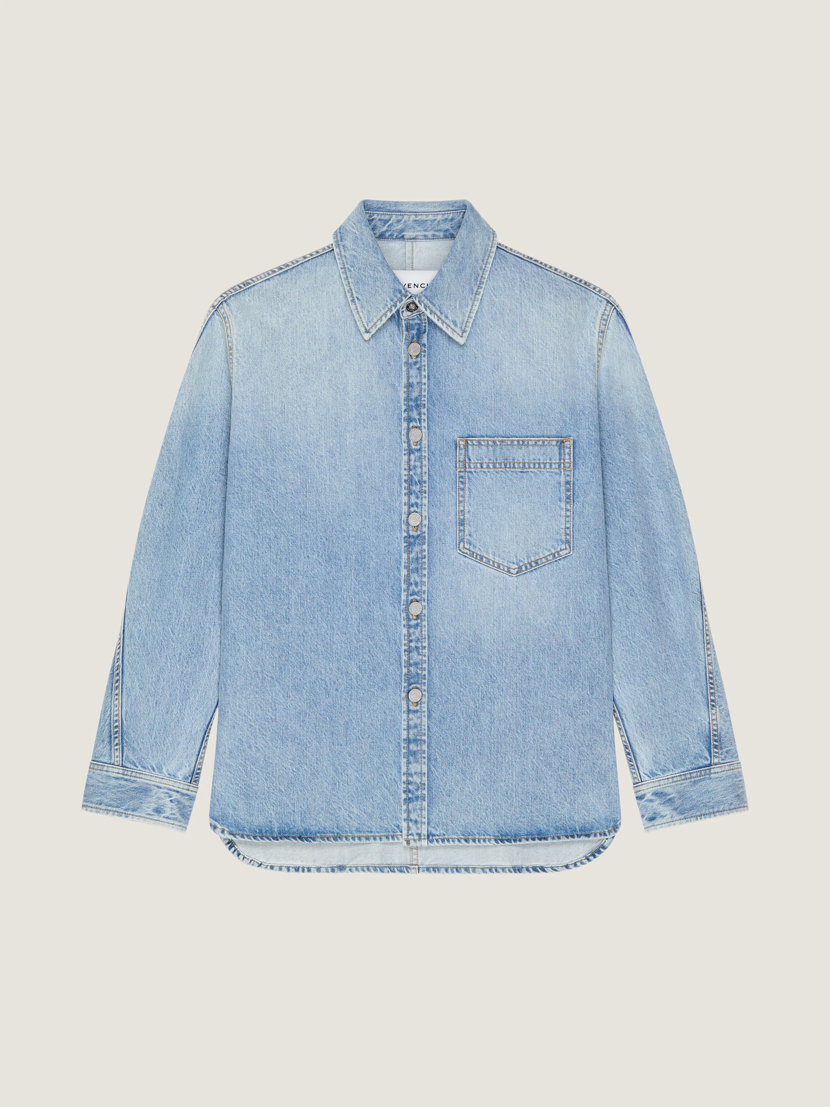 COUTURE SEAM OVERSHIRT IN LIGHT BLUE DENIM - 1