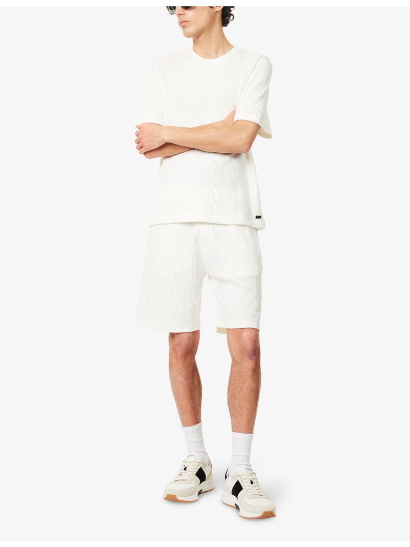 BOSS Structure Waffle-Texture Cotton-Blend Shorts outlook