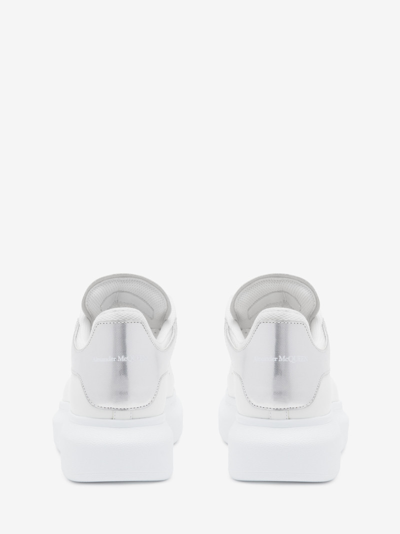 Alexander McQueen Women's Oversized Sneaker in White/silver outlook