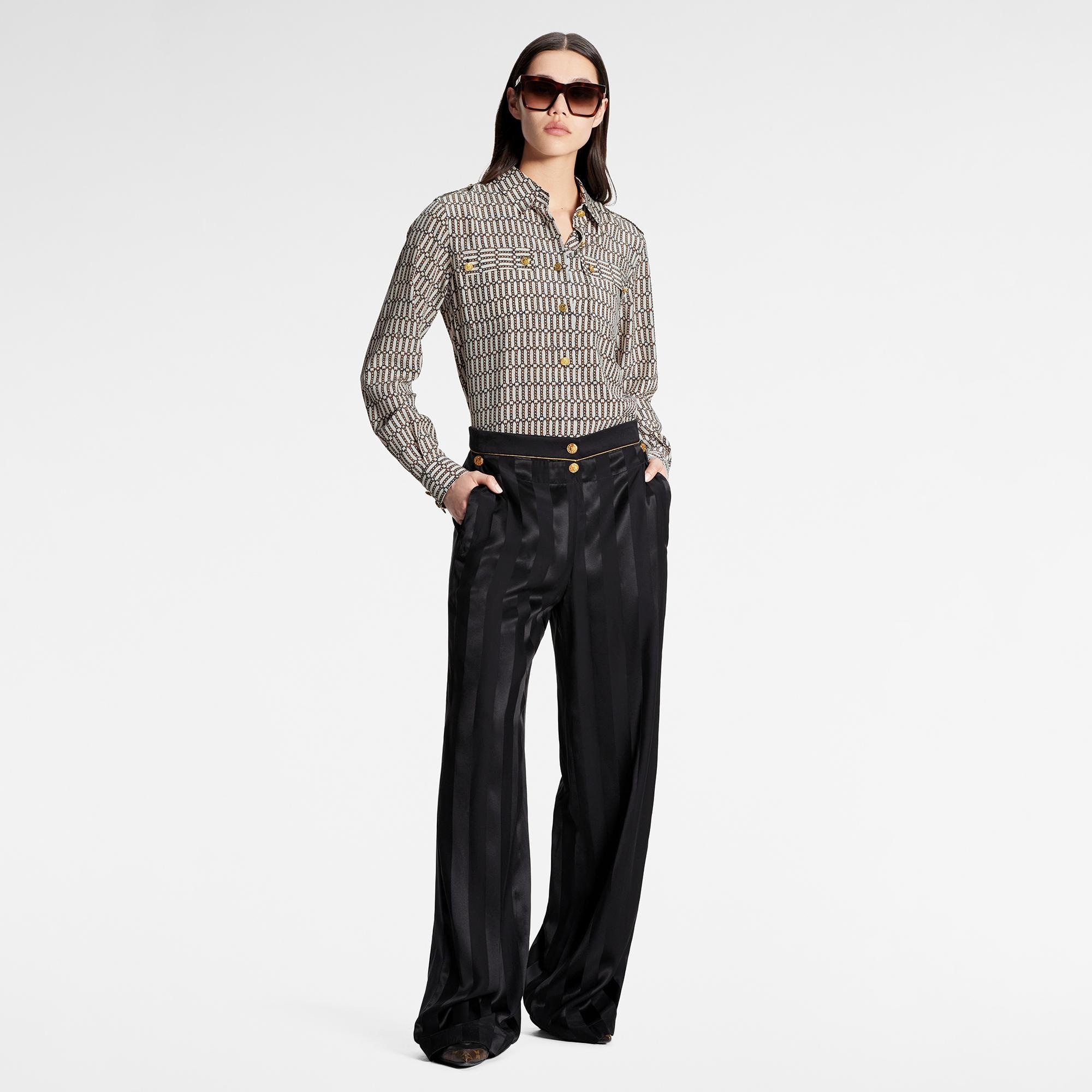Striped Satin Sailor Pants - 2