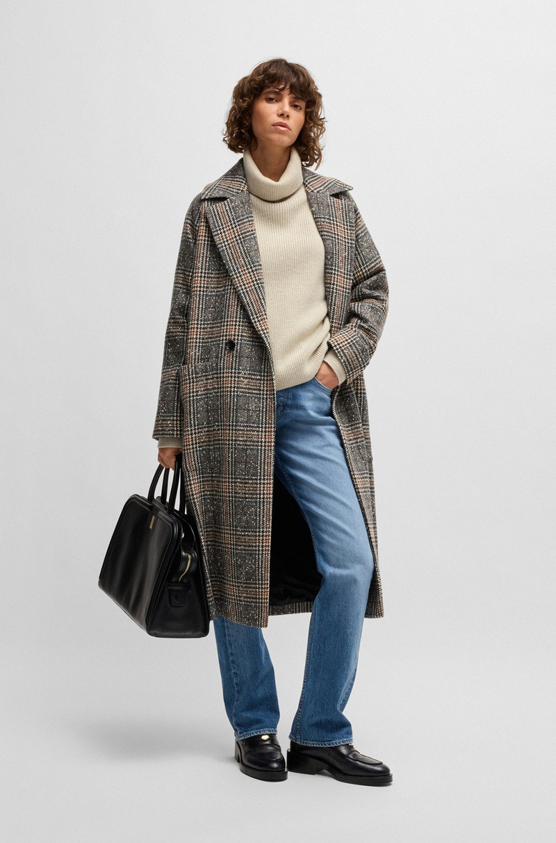 BOSS LOOSE-FIT DOUBLE-BREASTED COAT IN GLEN-CHECK TWEED outlook