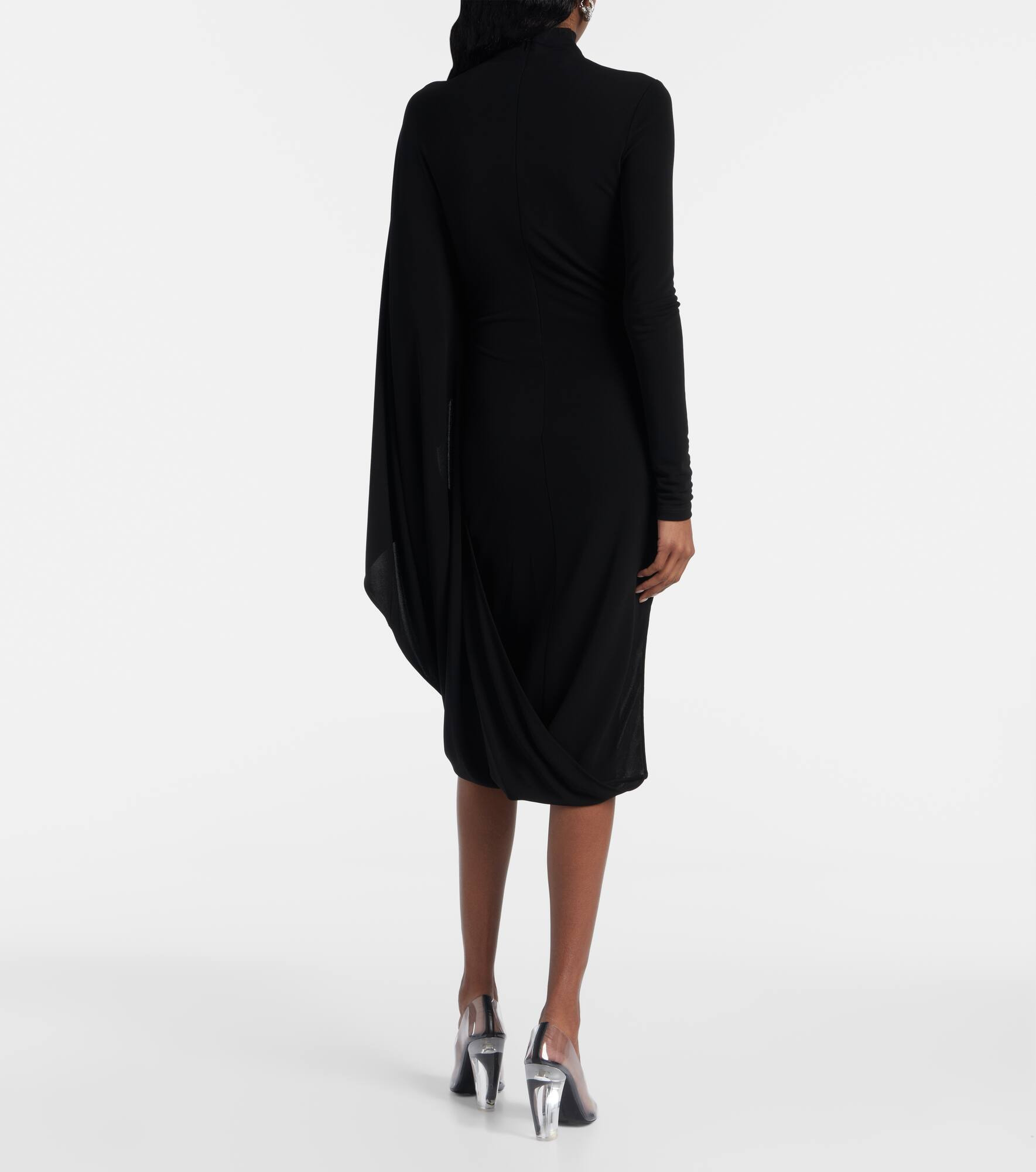 Draped high-neck midi dress - 3