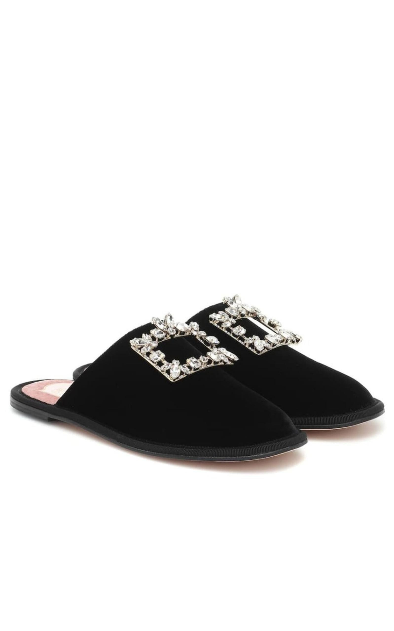 Hotel Vivier Crystal-buckle Velvet Slippers - 3