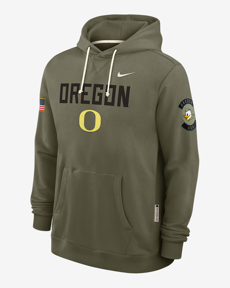 Oregon 2025 Military Appreciation Men's Nike Dri-FIT College Pullover Hoodie 1