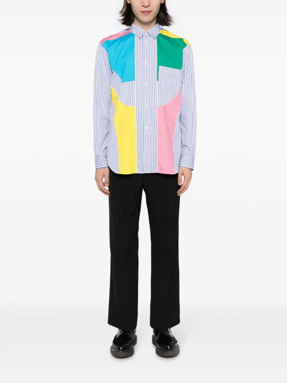 STRIPPED PATCHWORK COTTON SHIRT - 2