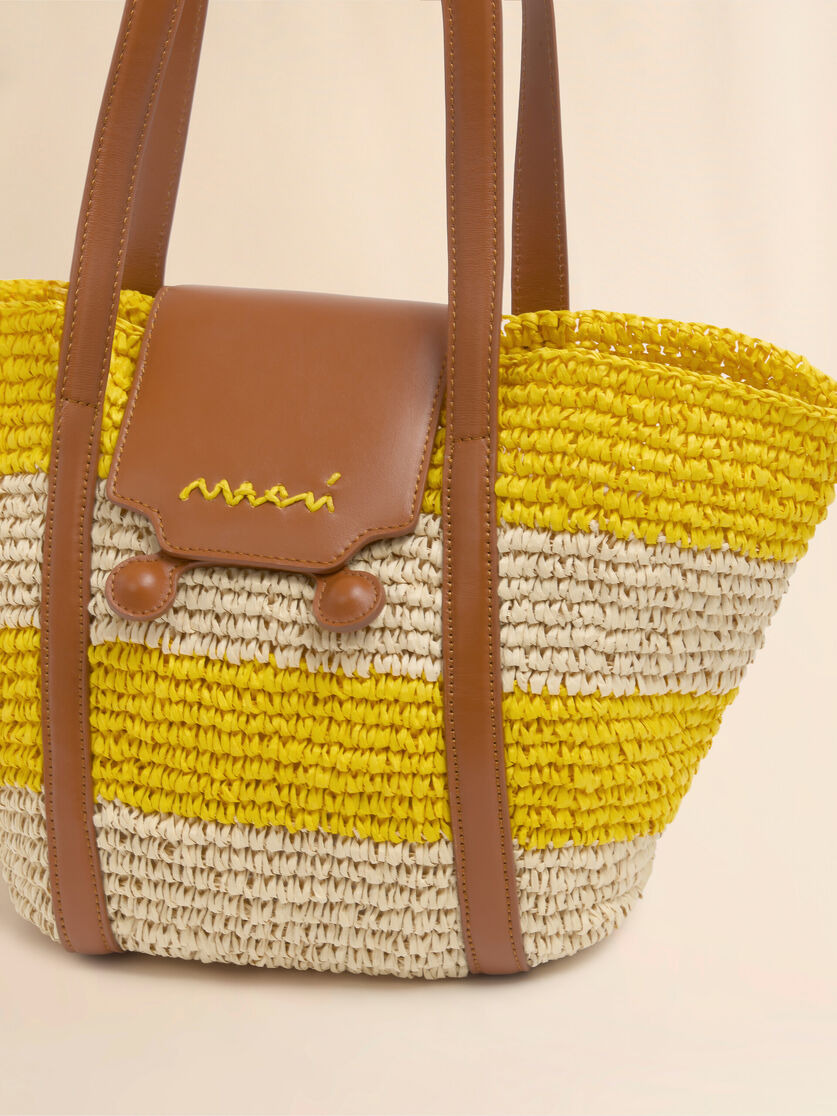 SMALL YELLOW STRIPE RAFFIA-EFFECT TRUNKAROO BEACH BAG - 5