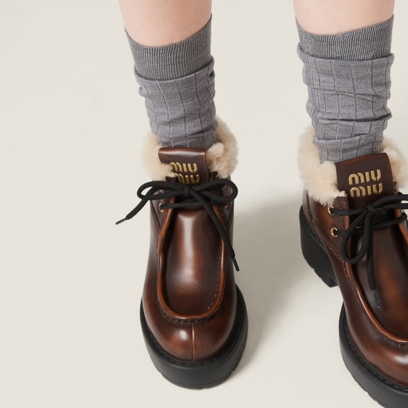 Miu Miu Fumé leather booties outlook
