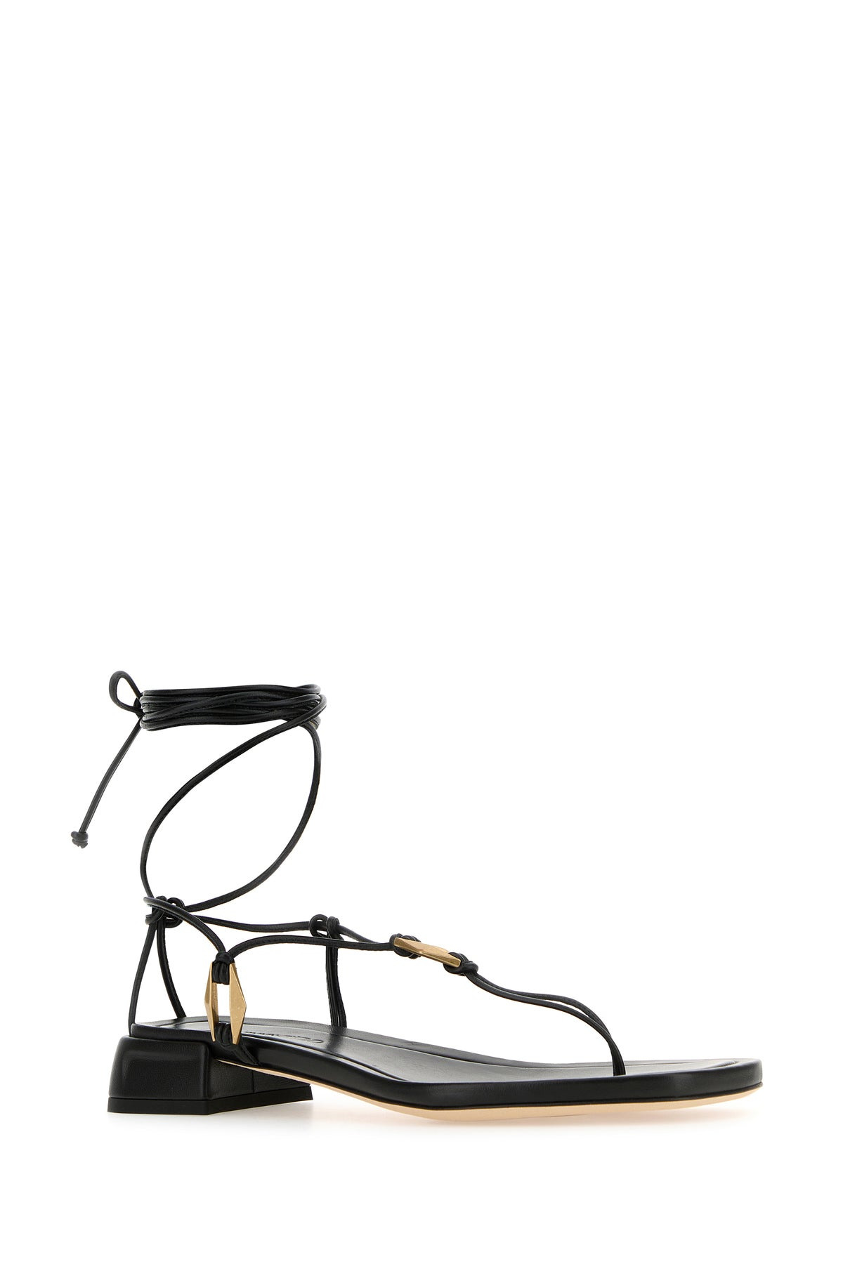 Black nappa leather Onyxia thong sandals - 2