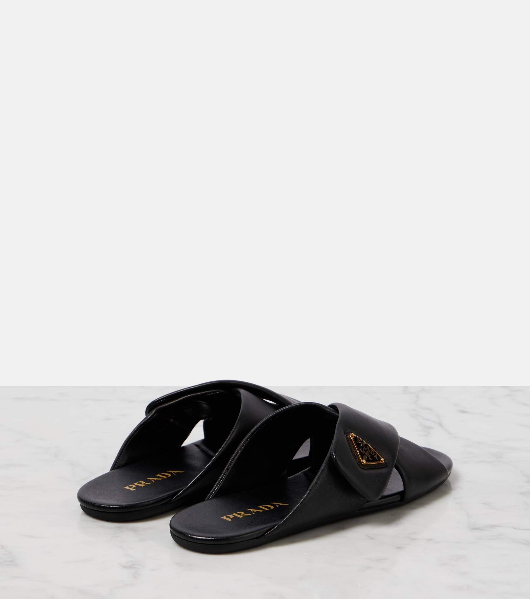 Logo leather slides - 2