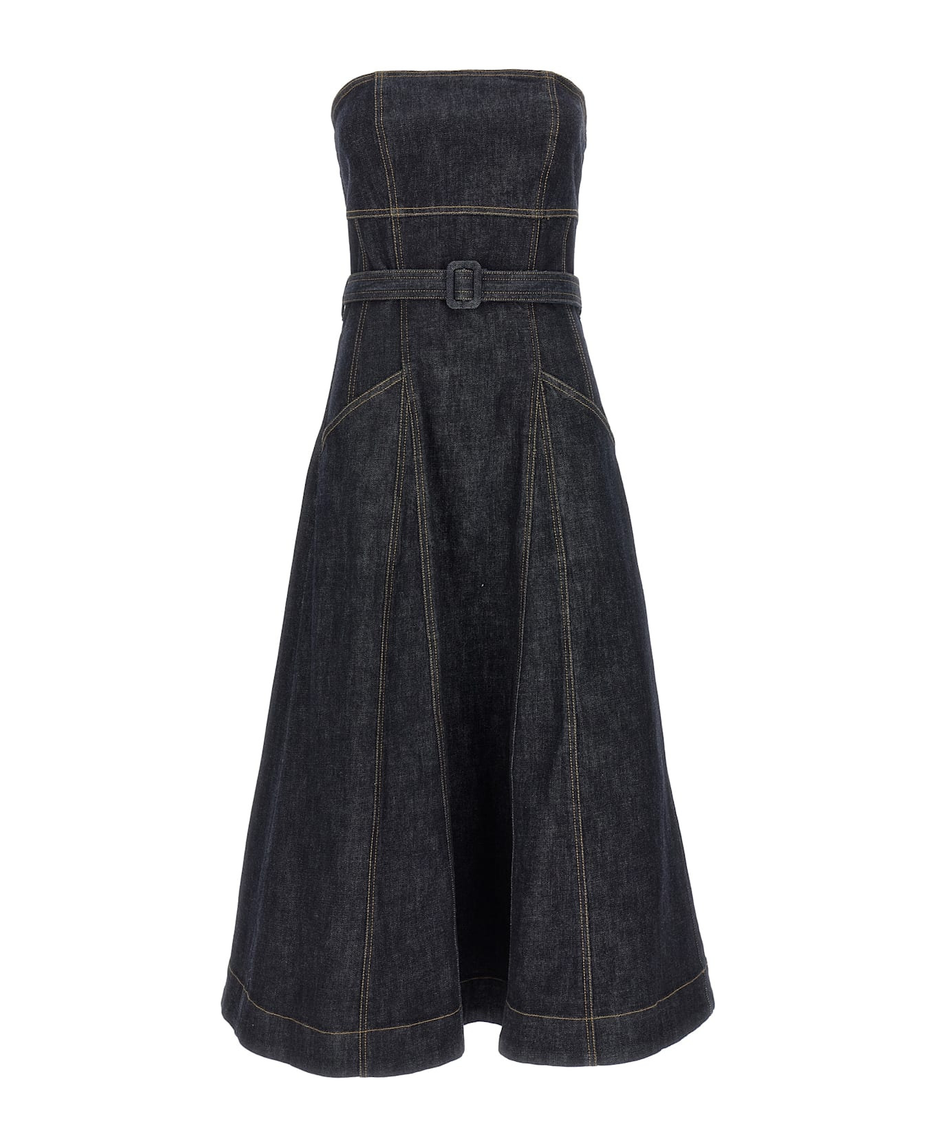 Denim Bandeau Midi Dress - 1