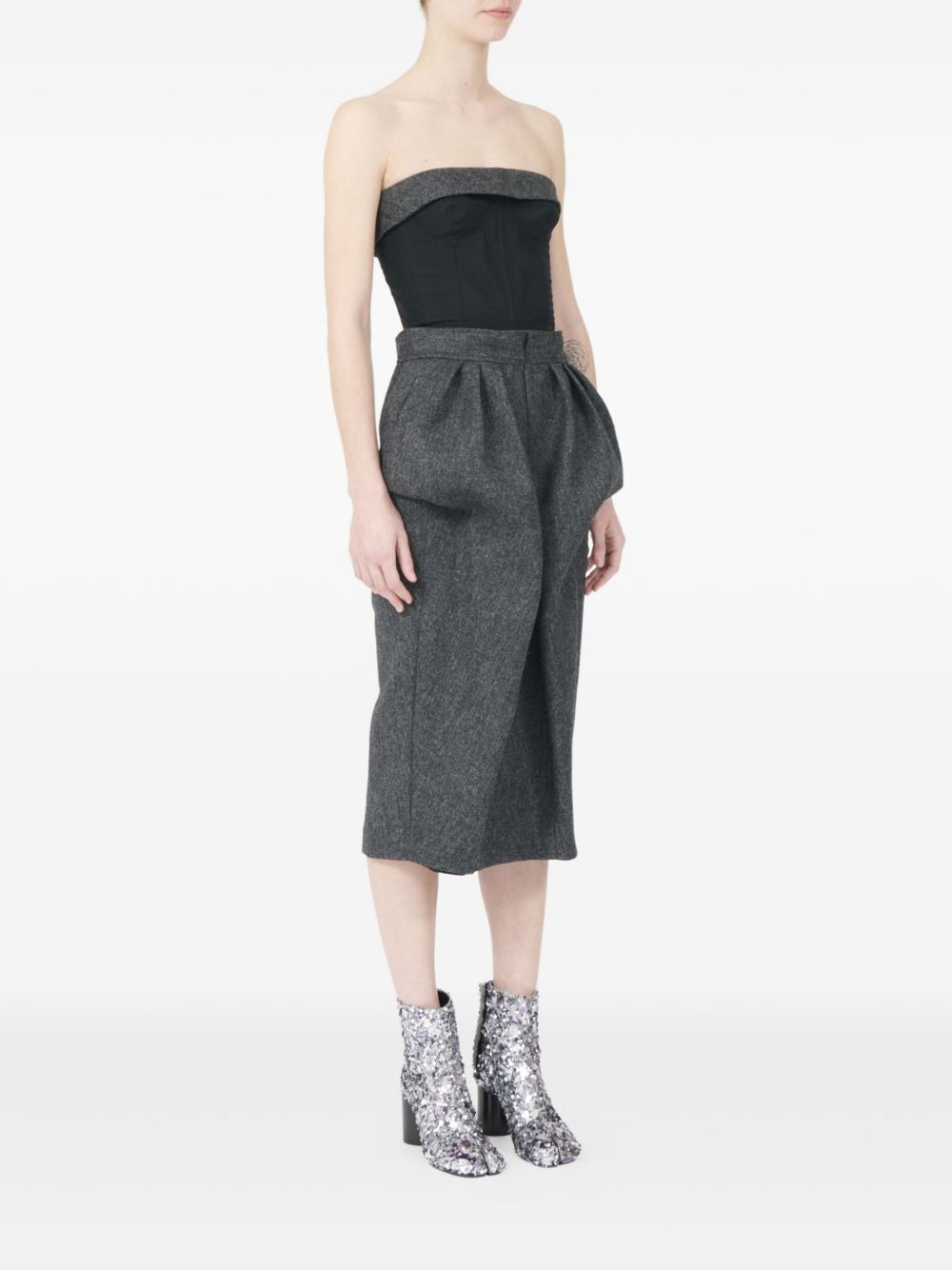 strapless bubble-waist midi dress - 3