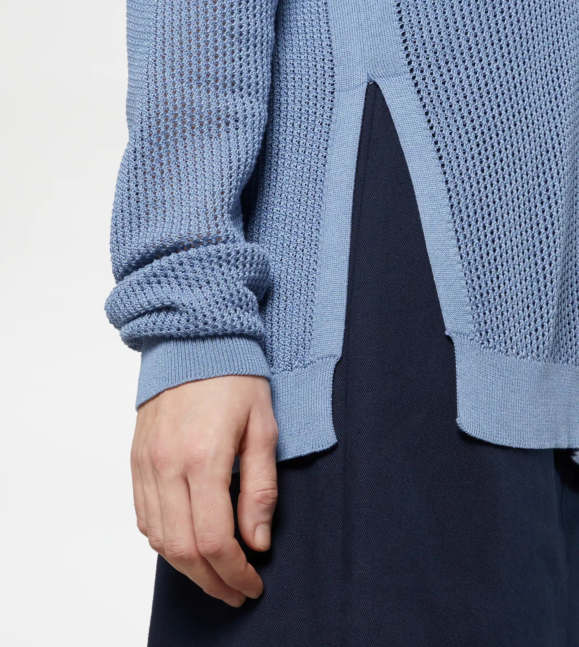 KNITTED POLO SHIRT - LIGHT BLUE - 5