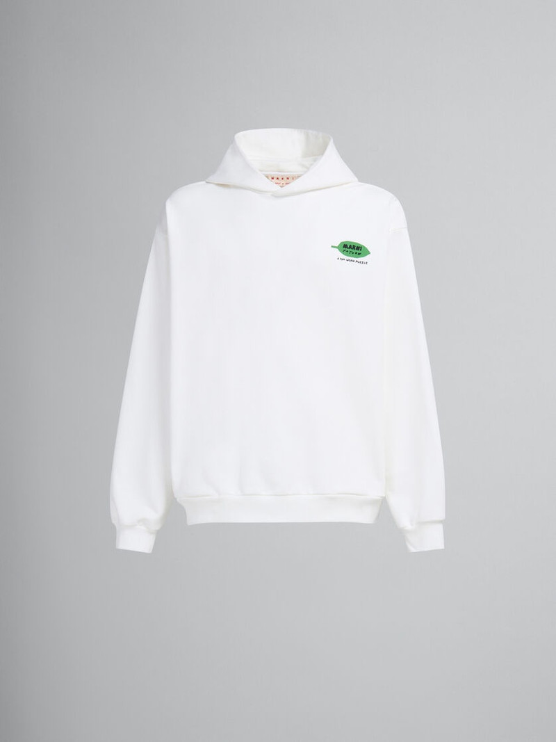 WHITE BIO COTTON HOODIE 와 WORDSEARCH 꽃 인쇄 - 1