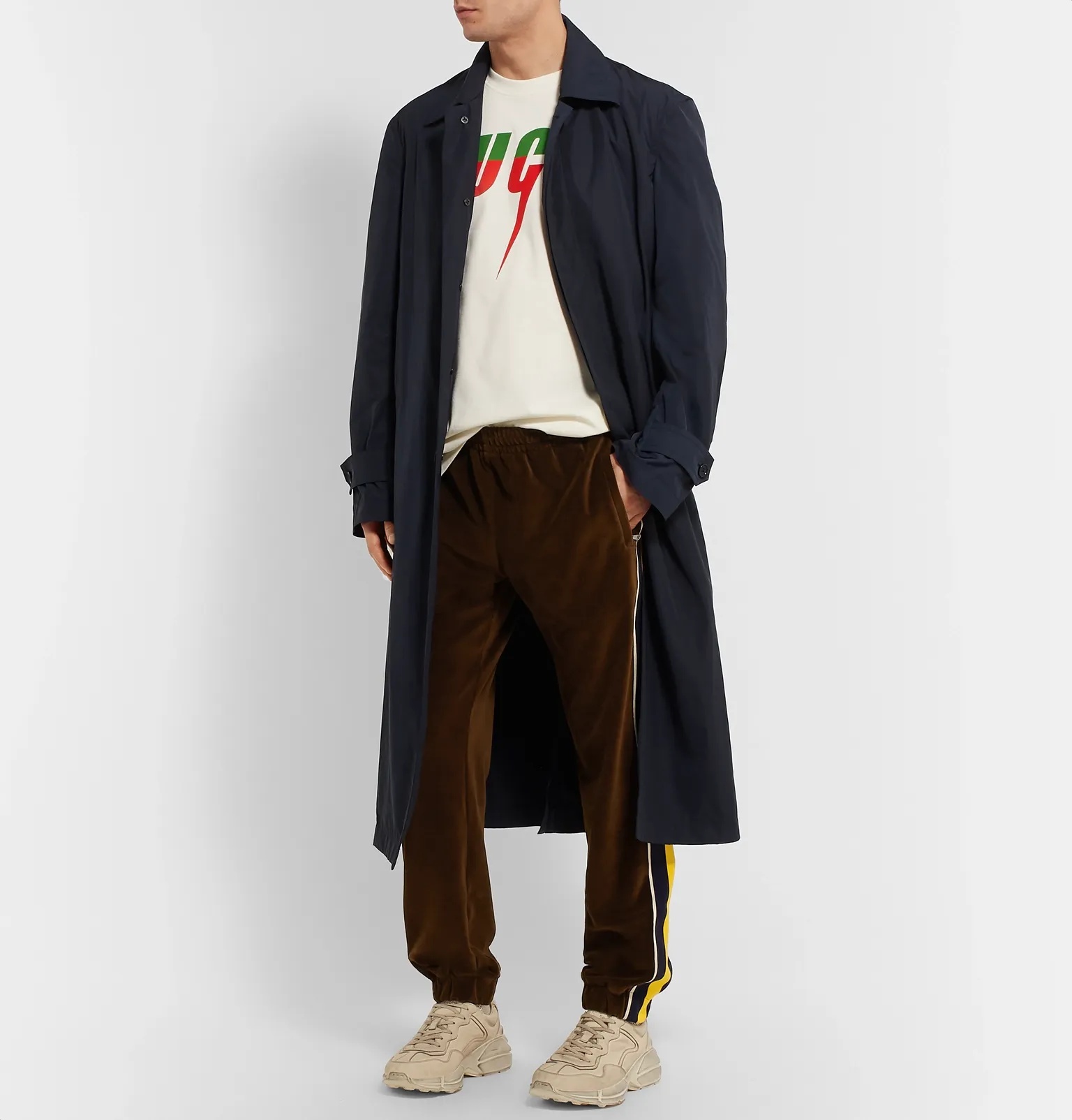 Tapered Webbing-Trimmed Velvet Track Pants - 2