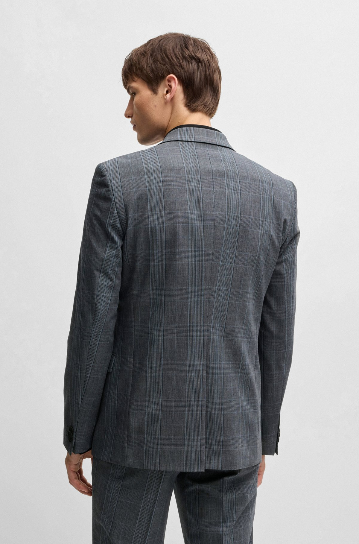 EXTRA-SLIM-FIT JACKET IN CHECKED PERFORMANCE-STRETCH FABRIC - 4